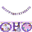 Sofia the First Princess die cut shaped birthday banner for the special royal birthday party decoration.