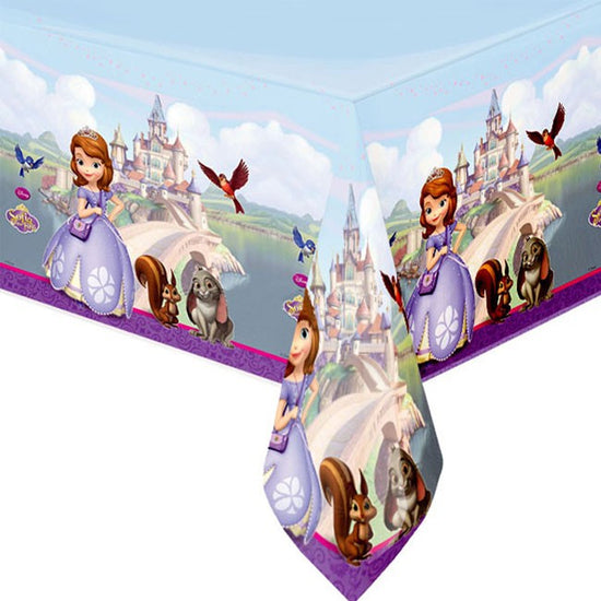 Load image into Gallery viewer, Sofia The First Princess table cover for the cake table decoration. 
