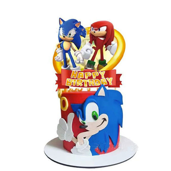 Load image into Gallery viewer, Sonic the Hedgehog cake decoration that features Sonic &amp;amp; Knuckles.
