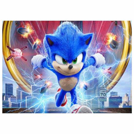 Sonic the Hedgehog in action for this large fabric backdrop.