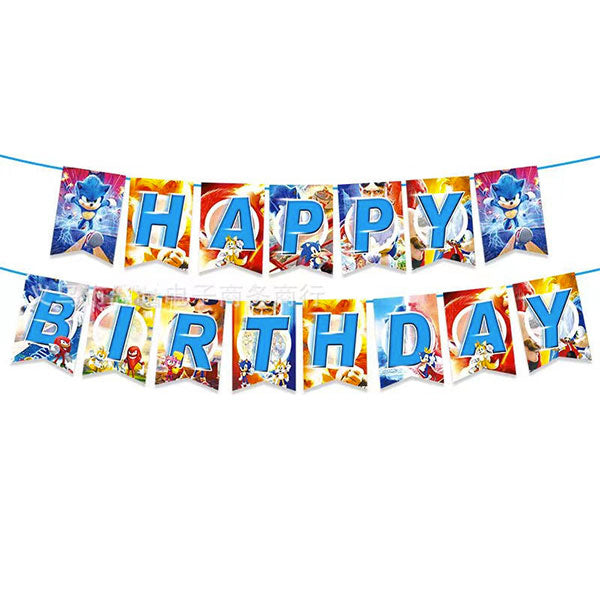 Sonic the Hedgehog and friends featured in this Happy Birthday Letter Banner.