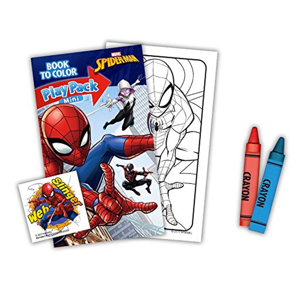 Spiderman play pack with crayon, stickers and colouring sheet.