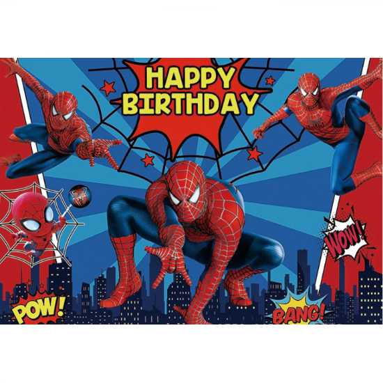 Super Cool Spiderman backdrop for the birthday party decoration.