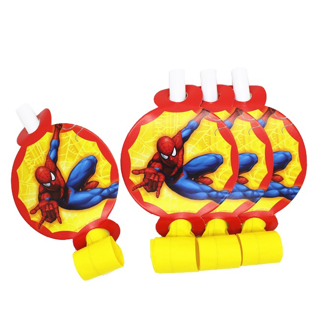 Spiderman red and yellow style party blowouts for the party pre-game activity.