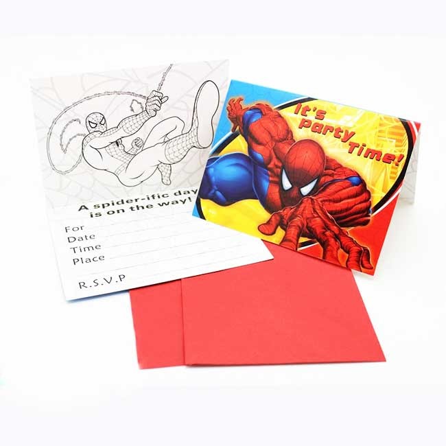 Spiderman invitation cards for you to fill in the details and express your hospitality to your friends as you formally invite them to your Spiderman style Birthday Party.