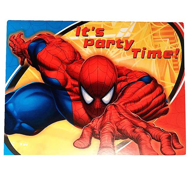 Spiderman featured on the front of the invite to inform your guest or invitee that "It's Party Time!"