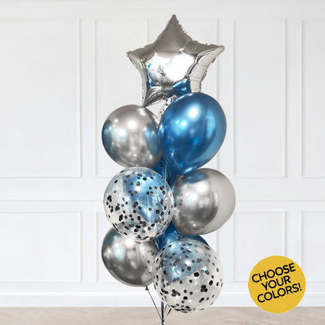 Mix and Match your favourite colours in chrome balloons and confetti balloons for your party decor.