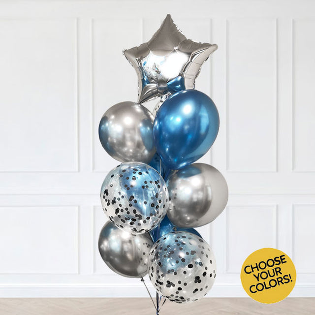 Mix and Match your favourite colours in chrome balloons and confetti balloons for your party decor.