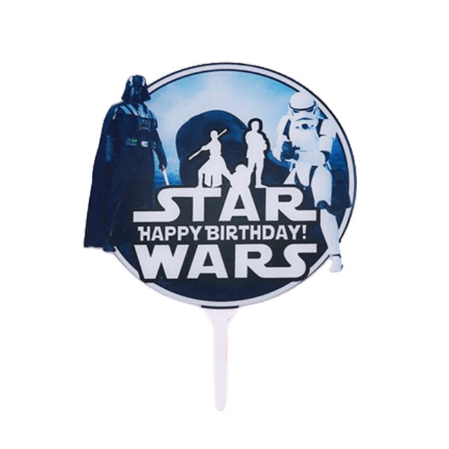 Star Wars themed acrylic cake topper to enhance the decoration of your birthday cake.