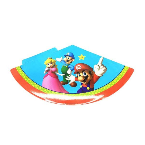 Load image into Gallery viewer, Super Mario cone hats for the birthday party guests.
