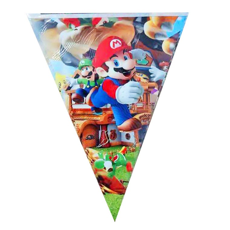 Adorable and colourful Super Mario flag banners is an excellent inclusion for our party decoration to celebrate Sam's birthday party.