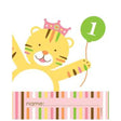 Sweet at One Girl Birthday Loot Bags feature an adorable Tiger with a number “1” sign.