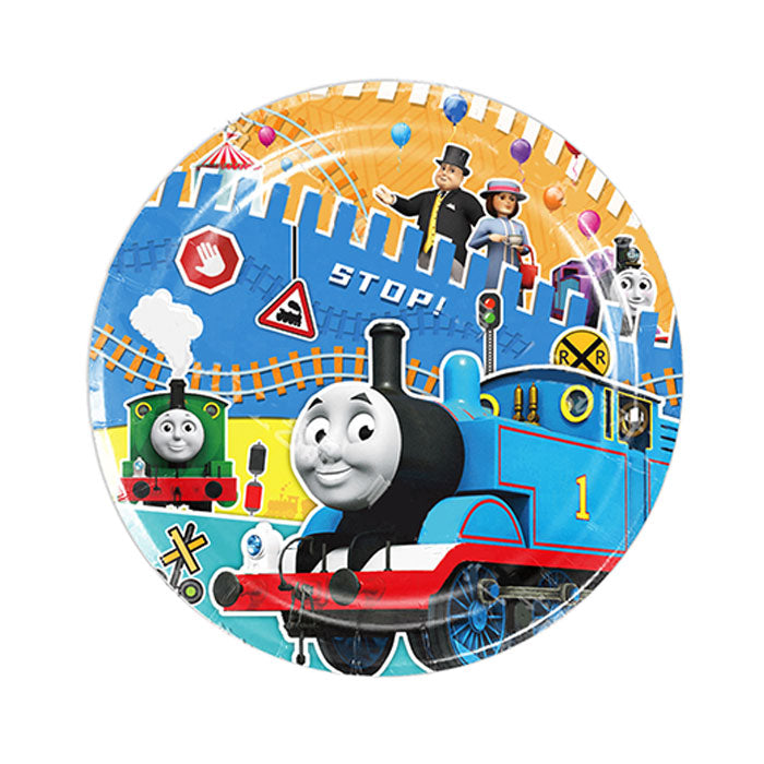 Load image into Gallery viewer, Thomas the Tank Train party plates for the lively birthday celebration.
