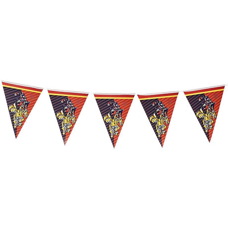 Transformers flag banner with Optimus Prime and Bumble Bee enhanced our birthday decoration by a mile!