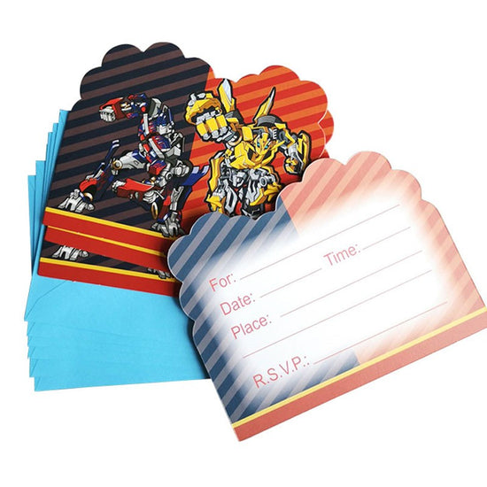 Load image into Gallery viewer, Transformers invitation cards for the Optimus Prime and Bumble Bee fans.
