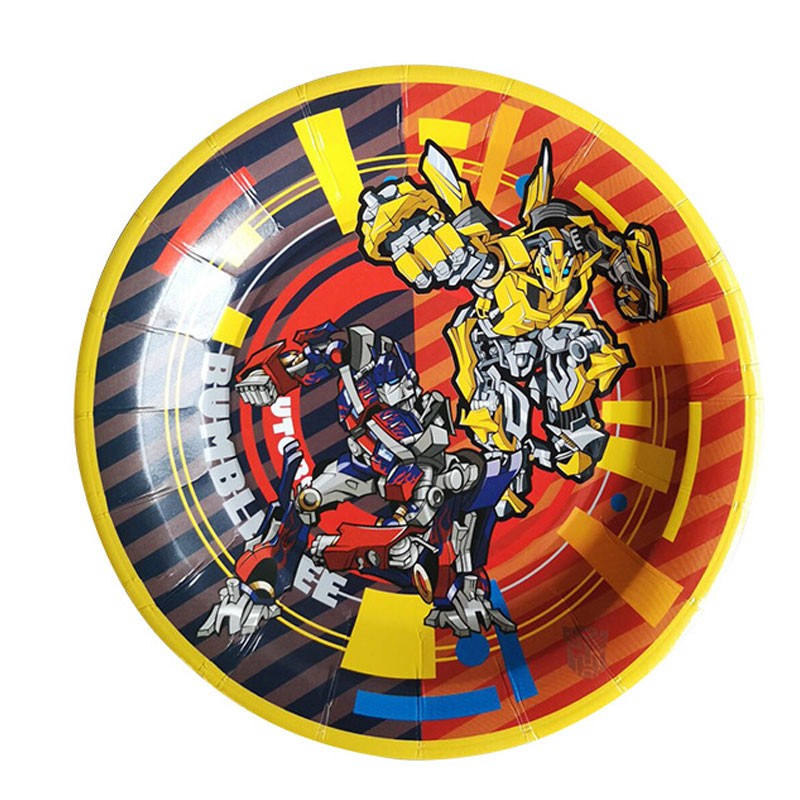 Cool & Stylish party plates designs in Optimus Prime and Bumble Bee for the Transformers birthday celebration. We can tell that the kids loved it so much they enjoyed their dinner. 