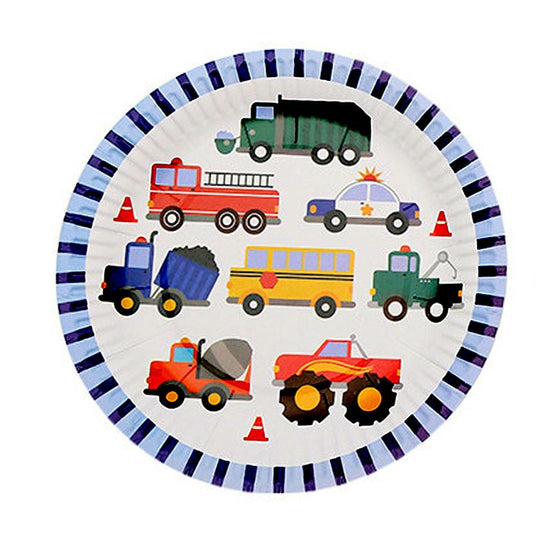 Load image into Gallery viewer, Plan a Transportation Fun party and make your child&amp;#39;s birthday a special and unforgettable one.  These party plates serves well to set your little star&amp;#39;s table and definitely make good serving plates for your birthday cake
