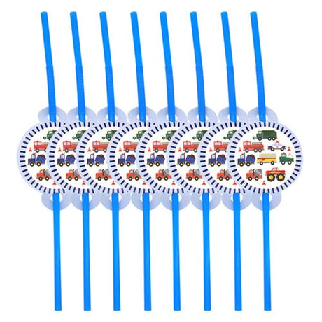 Transportation Vehicles Straws 10pc