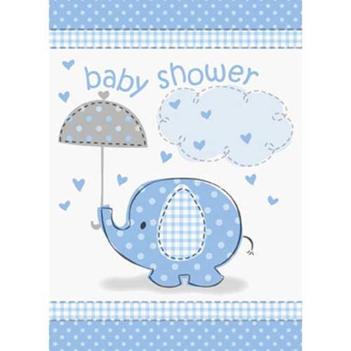 What a great way to invite your guest to the party and share the joy of your newly arrived baby boy with these lovely Cute Baby elephant with umbrella invitation cards