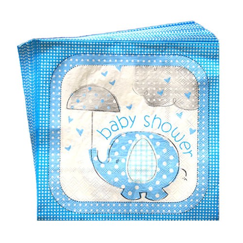 Umbrellaphant Blue Party Napkins for Baby Shower Party. 20pcs.