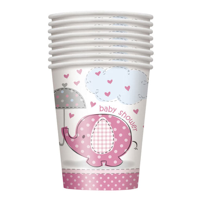 Umbrellaphant Pink Party Cups  | Baby Shower Party Supplies Singapore