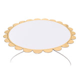White Cake Stand with gold trim border.