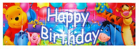 Giant wall banner with Happy Birthday words for the Winnie the Pooh themed party!