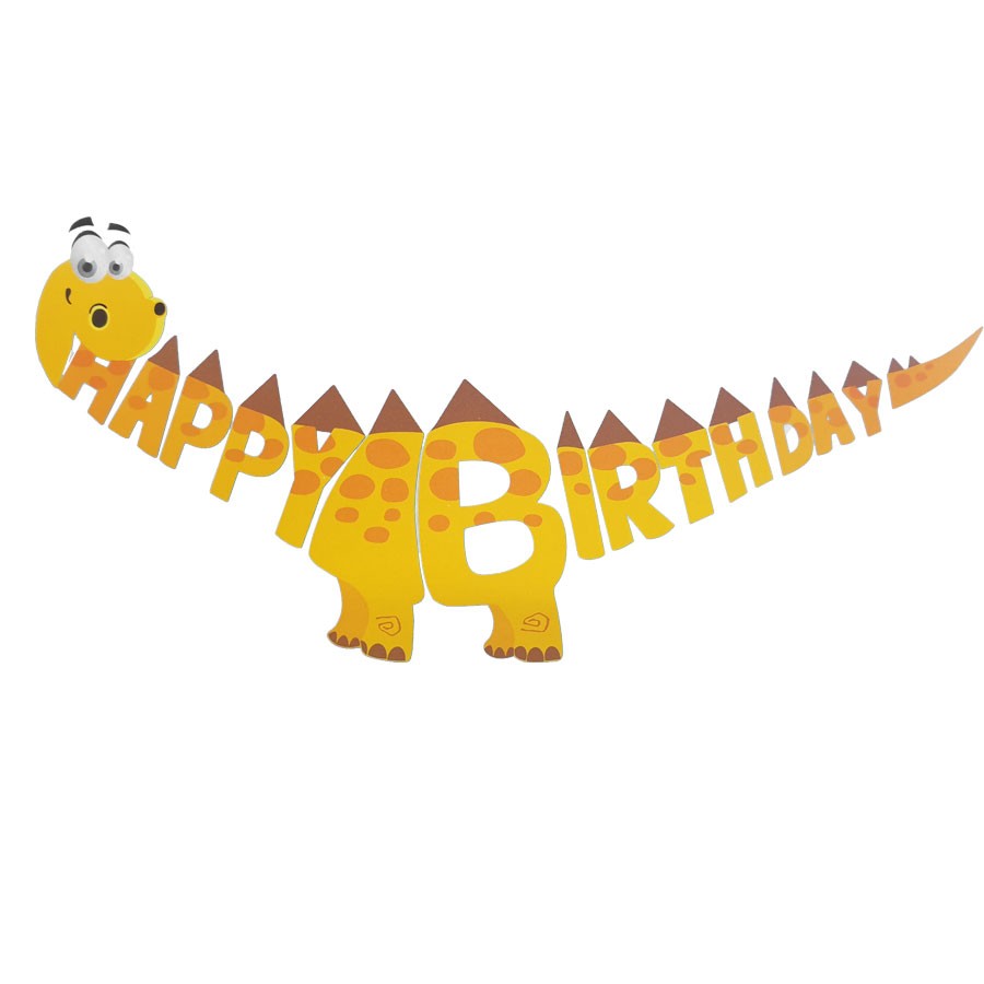 Yellow Brontosaurus Shaped Happy Birthday Banner | Party Decoration ...