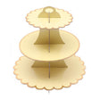 Yellow cupcake stand with golden foil trimming at the edges.