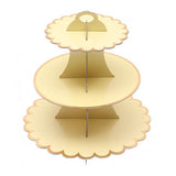 Yellow cupcake stand with golden foil trimming at the edges.