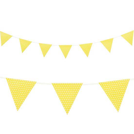 Yellow Polkadot Triangle Party Bunting Flag Banners.